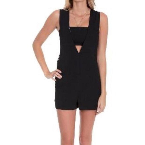 ASOS Black Cut Out Layered Pinafore Style Romper Playsuit - Picture 1 of 6